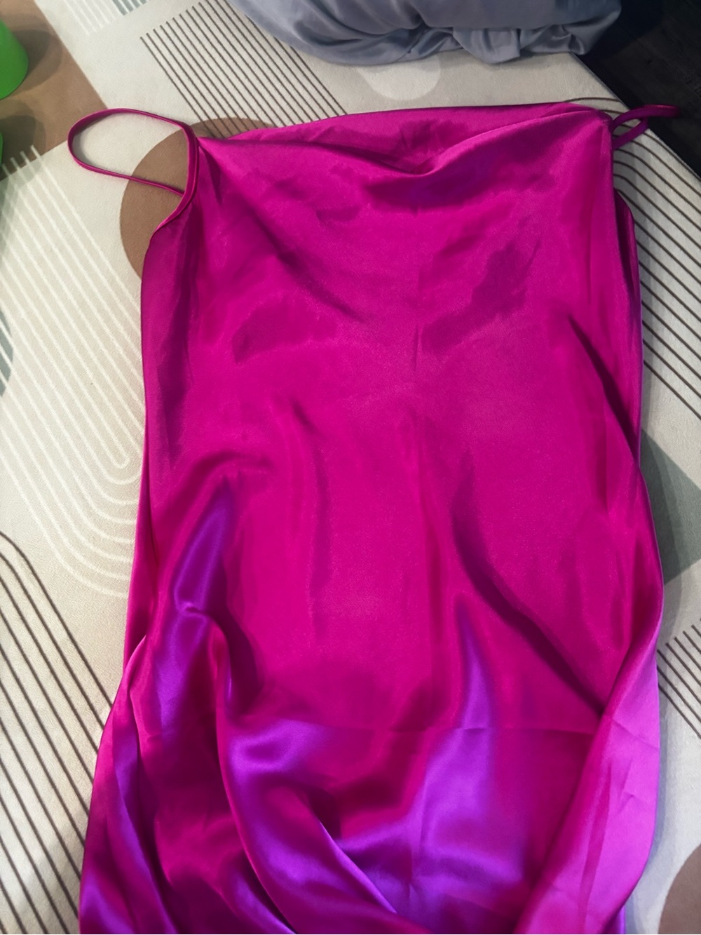 bebe Hot Pink Satin Cowl Neck Slip Dress - Picture 2 of 2